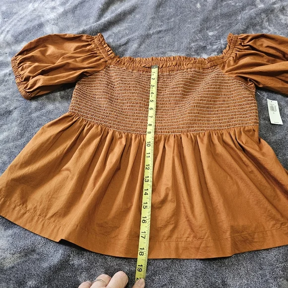 Old Navy Off Shoulder Smocked Babydoll Swing Blouse Cotton Womens XL NWT - Picture 10 of 12